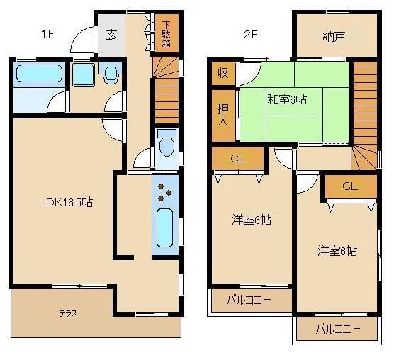 ヴィラージュむさし野Ｂ棟の物件間取画像