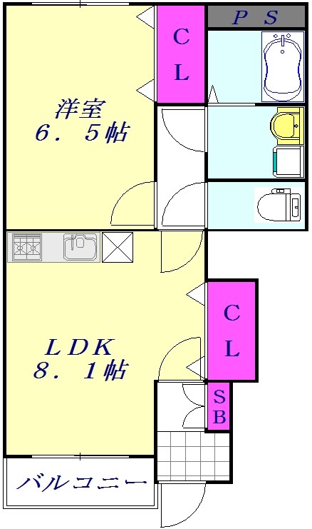 メイプルコート仲道の物件間取画像