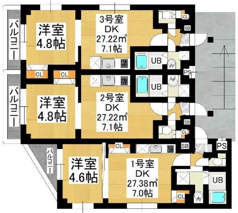 Ｃｈｒｙｓａｎｔ　Ｍａｋｕｈａｒｉ　Ｆｉｒｓｔの物件間取画像