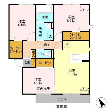 ＰＡＲＫ　ＨＩＬＬＳ　ＭＩＹＡＫＯ　Ｄ棟の物件間取画像