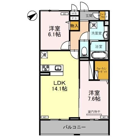 大枝D-ROOM　A棟の物件間取画像