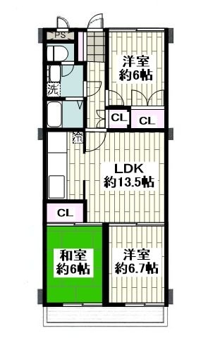 上大岡セントラルハイツＡ号棟の物件間取画像