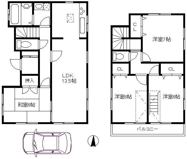 新吉田東７丁目戸建の物件間取画像