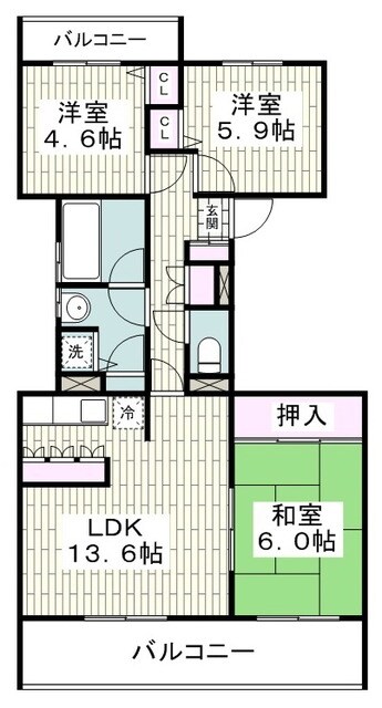 ハイツ東戸塚IIB棟の物件間取画像