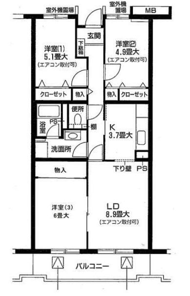 サンシャインヒルズの物件間取画像