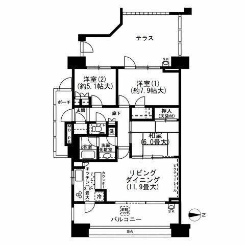 ドレッセあざみ野コリーナコートの物件間取画像