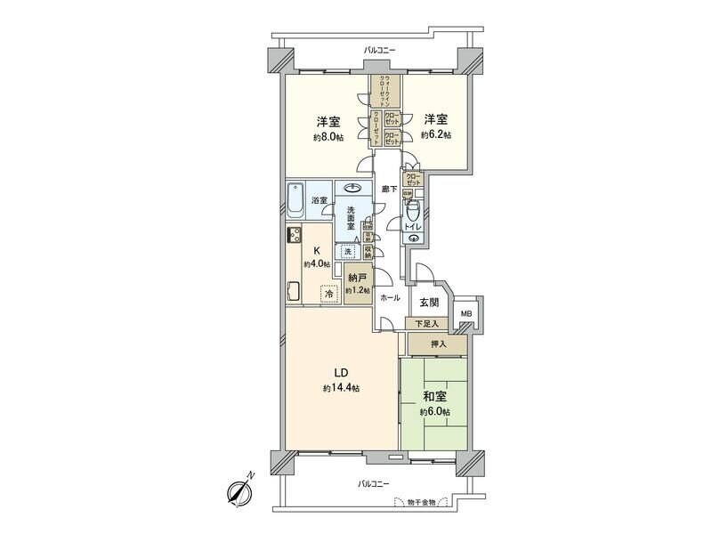 港北ガーデンヒルズＦ棟の物件間取画像