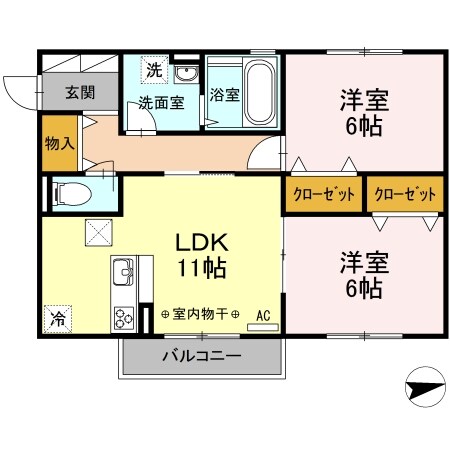 ヒルズコート南栗原Bの物件間取画像