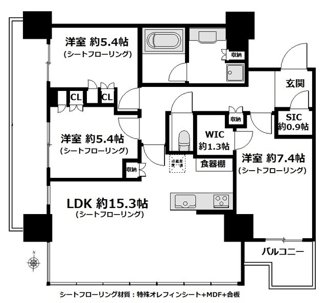 ＴＨＥ　ＹＯＫＯＨＡＭＡ　ＦＲＯＮＴ　ＴＯＷＥＲの物件間取画像