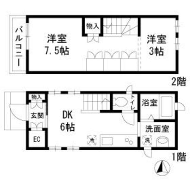 木月３丁目戸建貸家の物件間取画像