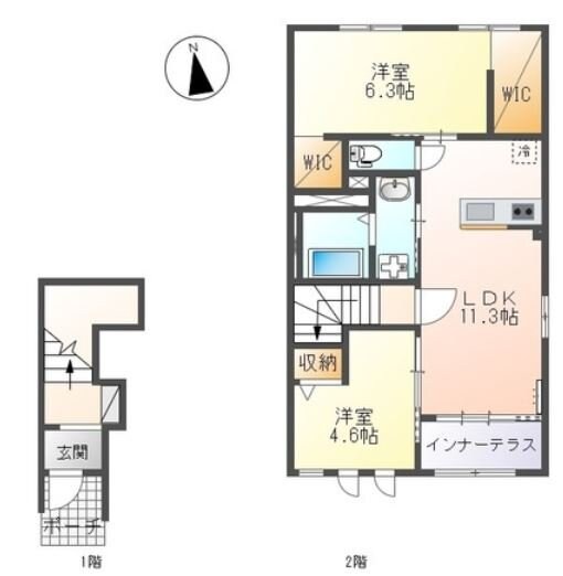 シェルルプリムール久野　EVスタンド完備の物件間取画像