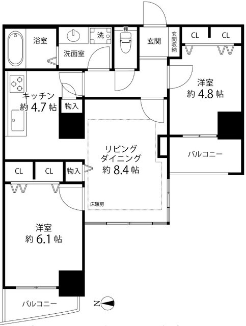 河田町ガーデン2の物件間取画像