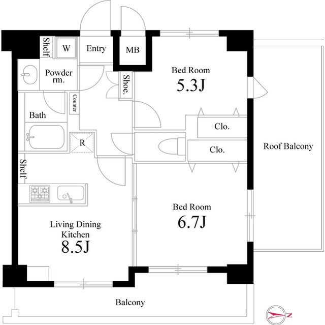 グランパーク町屋の物件間取画像