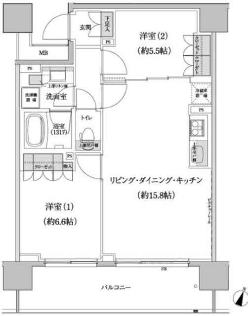 パークハビオ渋谷本町レジデンスの物件間取画像