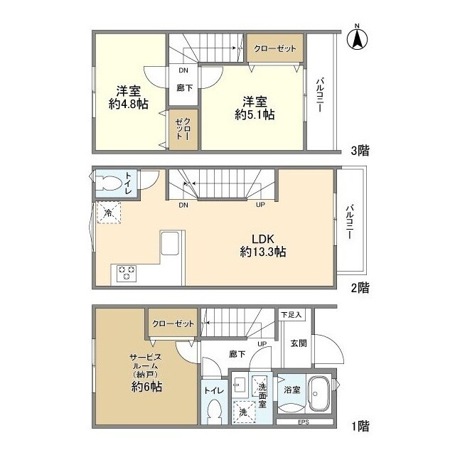 ＫｏｌｅｔＴｅｒｒａｃｅ原木中山＃０２の物件間取画像