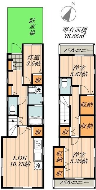 カーササクラギの物件間取画像