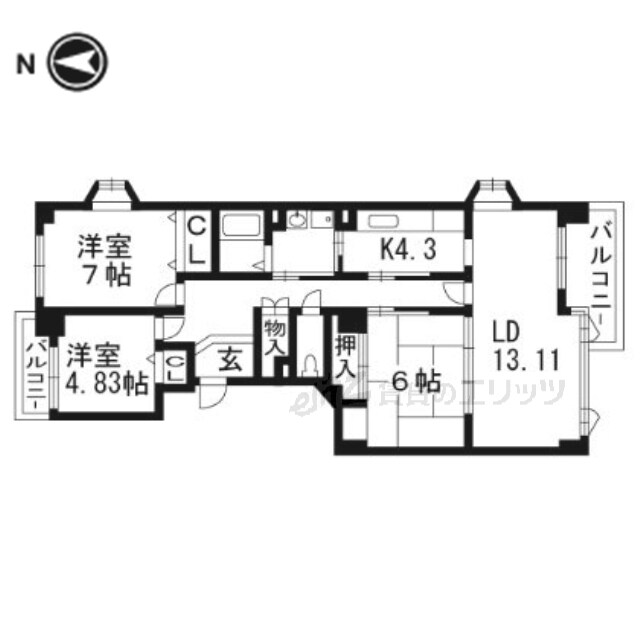 イトーピア紫明園の物件間取画像