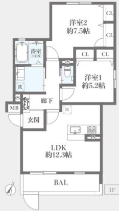 シナジーコート高槻古曽部の物件間取画像