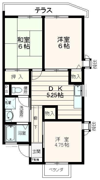 モンテサイドハイツＢ棟の物件間取画像
