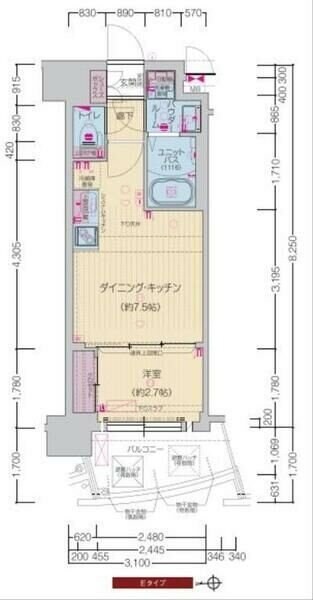 プレサンス江坂ベルフィーヌの物件間取画像