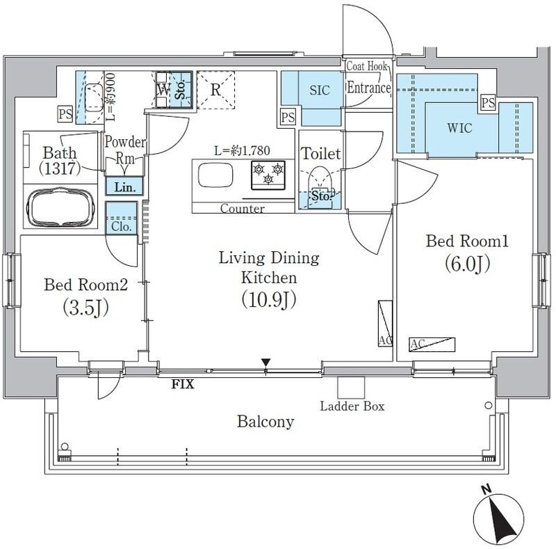 浅草蔵前レジデンス（旧：プライムブリス浅草蔵前）の物件間取画像