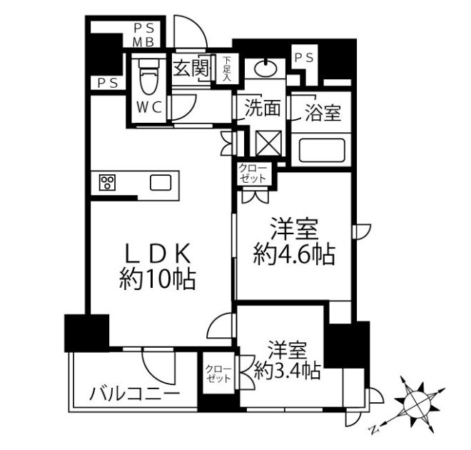 クリオラベルヴィ新富町の物件間取画像