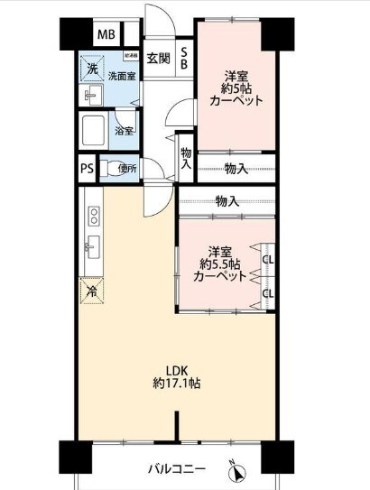 南砂グリーンハイツ２号棟の物件間取画像