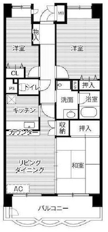 ビレッジハウス潮見タワー1号棟の物件間取画像