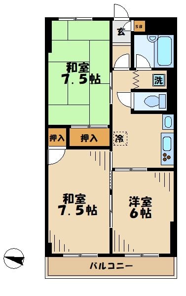 スカイパレス北野の物件間取画像