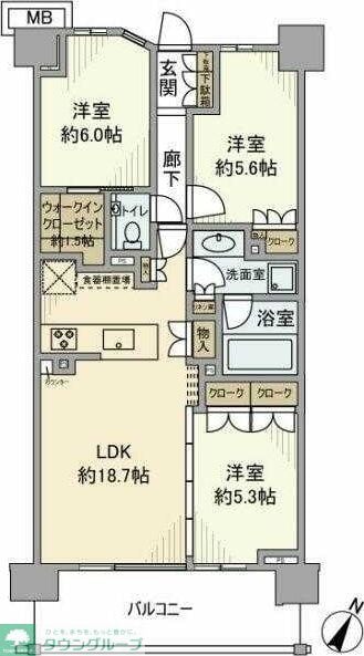 パークホームズ用賀一丁目の物件間取画像