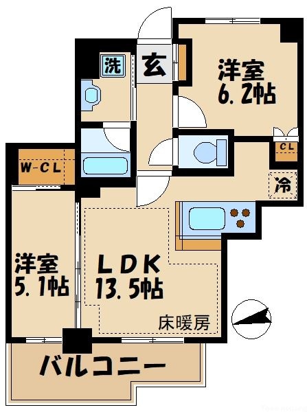 BrilliaTower聖蹟桜ヶ丘 BLOOMINGRESIDENCEの物件間取画像