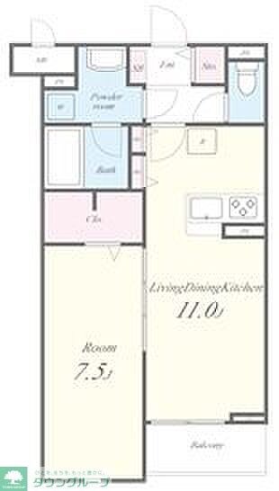 ヴァン・ヴェール鷹の台Bの物件間取画像