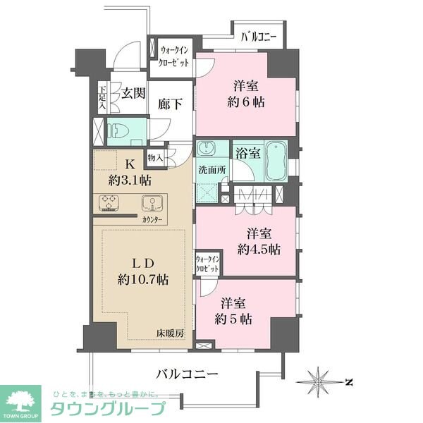 ザ・パークハウス国分寺プレイスの物件間取画像