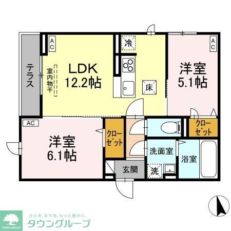 D-ROOM田町Aの物件間取画像