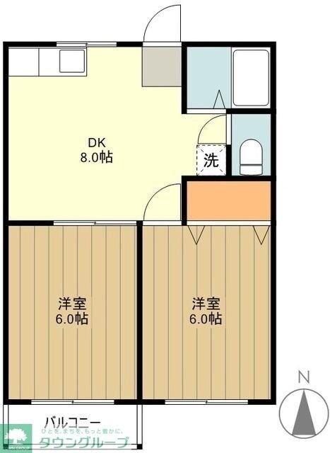 カギ中ハイツBの物件間取画像