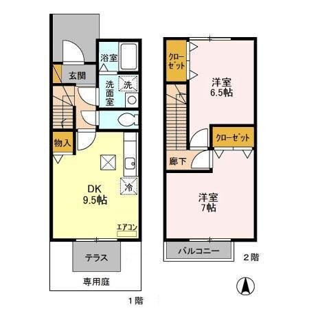 コーポ双伸　7の物件間取画像