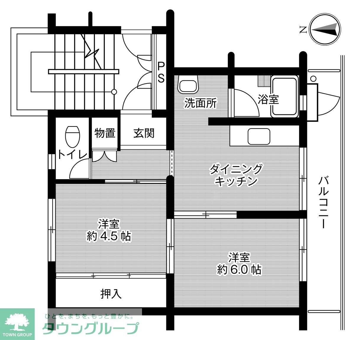 ビレッジハウス検見川9号棟 (202号室)の物件間取画像