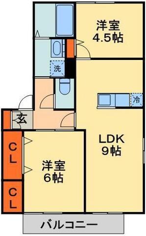 グランメルＥ・Ｓ　Ｅ棟の物件間取画像