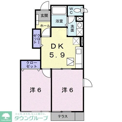 グリーンハイツＢの物件間取画像