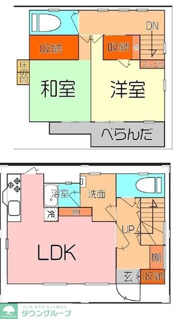 陽光の射す賃貸戸建ての物件間取画像