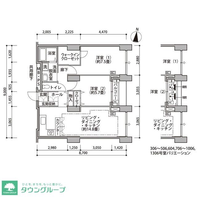 東雲キャナルコートＣＯＤＡＮ１４号棟の物件間取画像