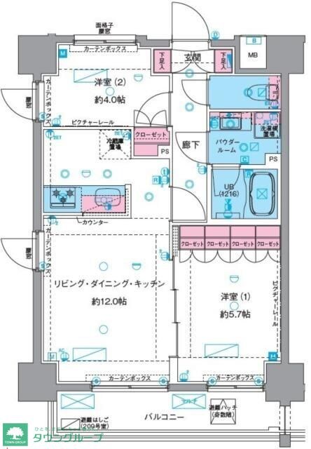 ＧＥＮＯＶＩＡ浅草ＶＩｓｋｙｇａｒｄｅｎの物件間取画像