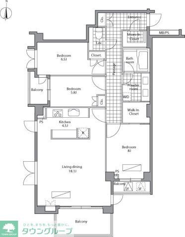 レジディア御殿山の物件間取画像