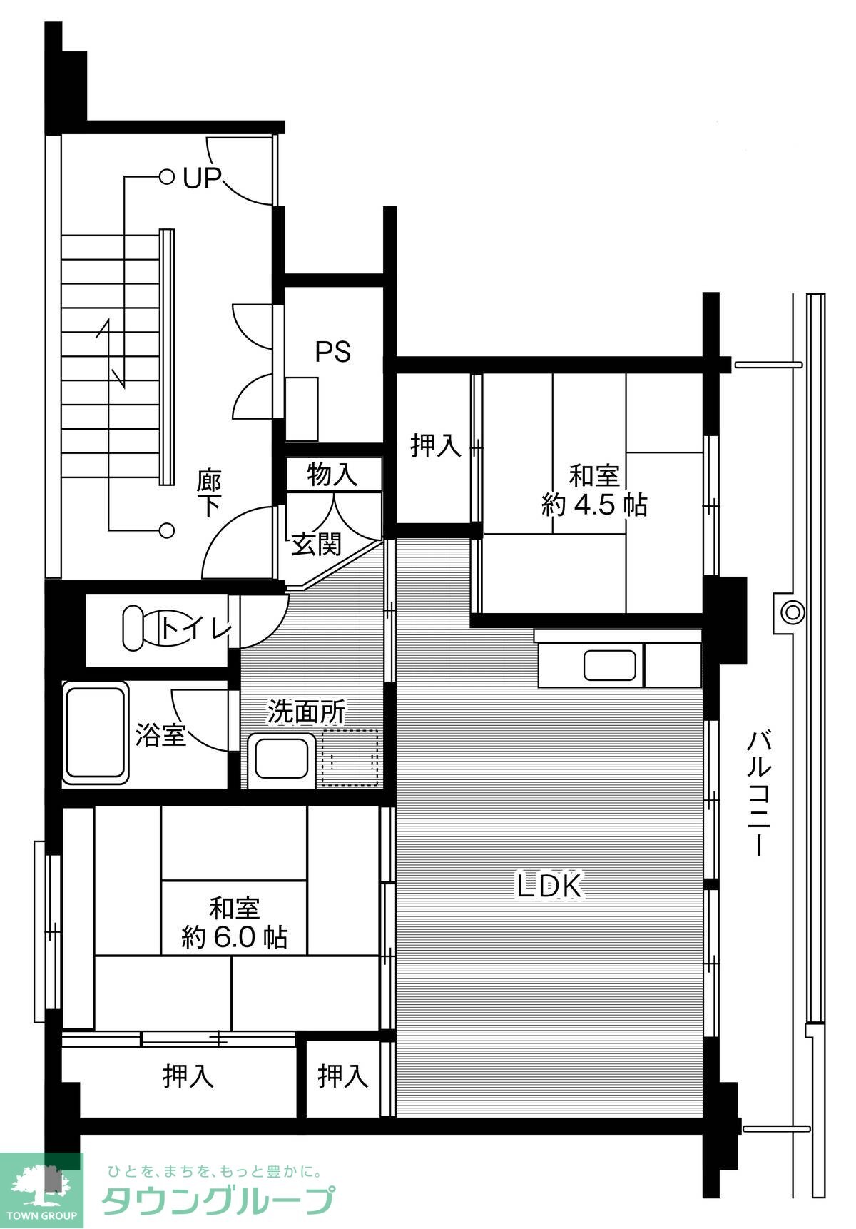 ビレッジハウスなかのめ1号棟の物件間取画像