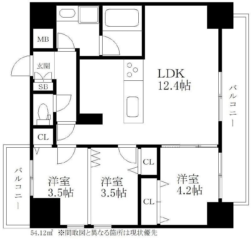 Modern palazzo博多駅東の物件間取画像