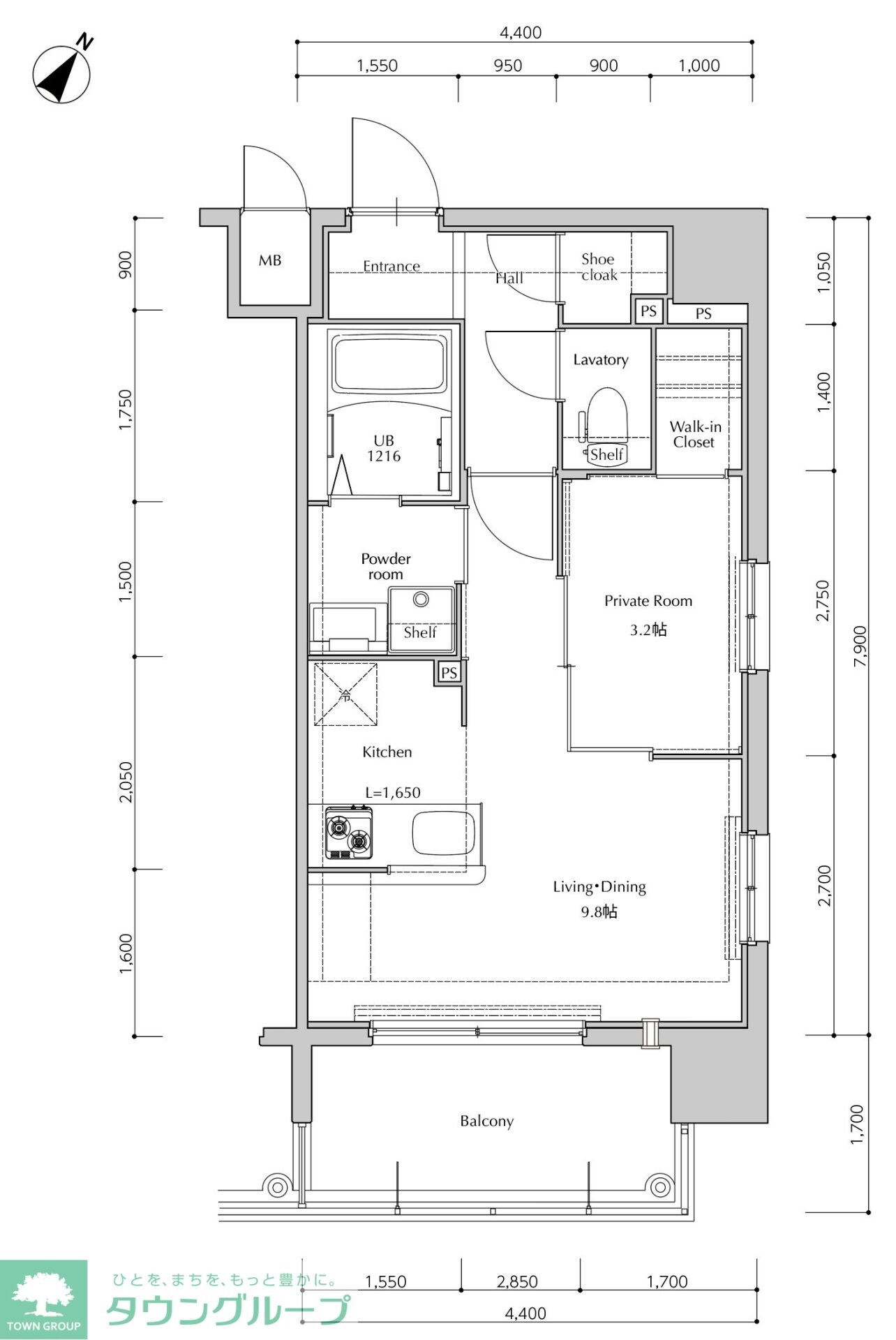 ネストピア博多Side Terraceの物件間取画像