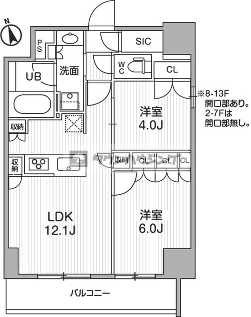 シーズンフラッツ浅草言問通りの物件間取画像