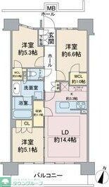 パークホームズ一社　1202号室の物件間取画像