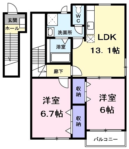 ディアプレイス２の物件間取画像