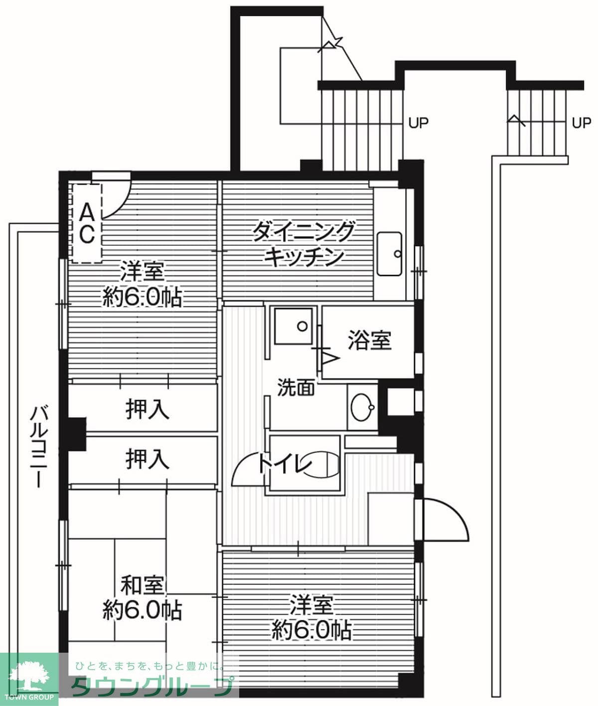 ビレッジハウス秋多2号棟 (404号室)の物件間取画像